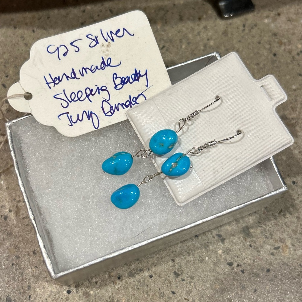 Turquoise Sleeping Beauty 925 dangle earrings hand made